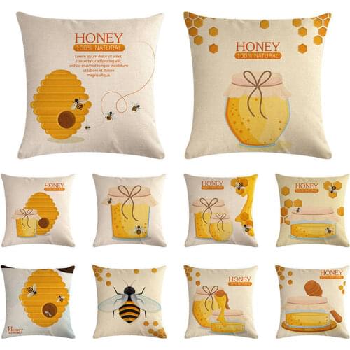 100% Natural Honey moon Bee Pillow Covers Cases Pattern Nordic Cover Cushion Pillowcase Square Print Pillowcase Gifts ZY1294