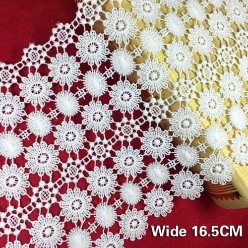 16.5CM Wide Exquisite White Water-Soluble Flowers Embroidery Lace Collar Ribbon Curtain Sofa Household DIY Sewing Accessories