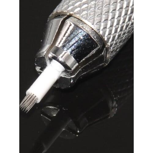 50pcs Permanent Makeup Eyebrow Tattoo 21 Bevel Round Needles Microblading Needle 3D Eyebrow Embroidery 19 Fog Round Needle white