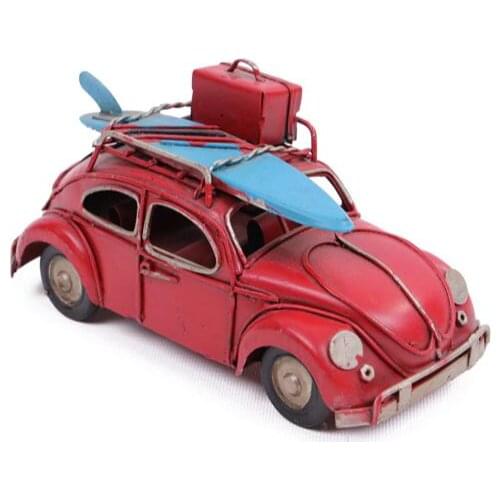 Antique Decor Metal Vintage Red Classic Car Creative Desktop Trinket Miniature Gift Nostalgic Handmade Hand Painted Quality