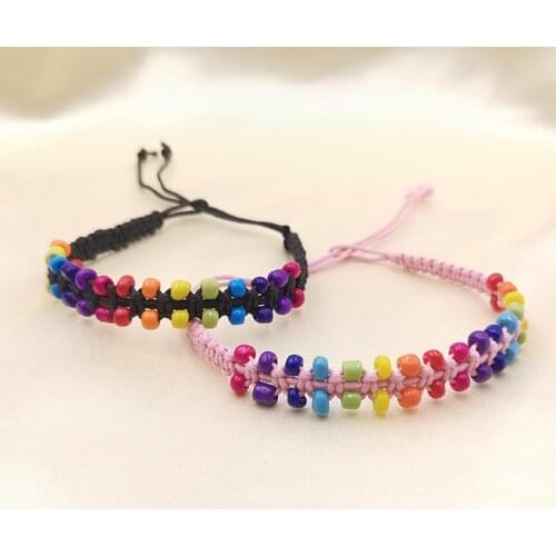 Colorful Bead Bracelet Bohemian Style Adjustable String Bracelet Handmade Weave Bead Braided Bracelet Women Jewellery