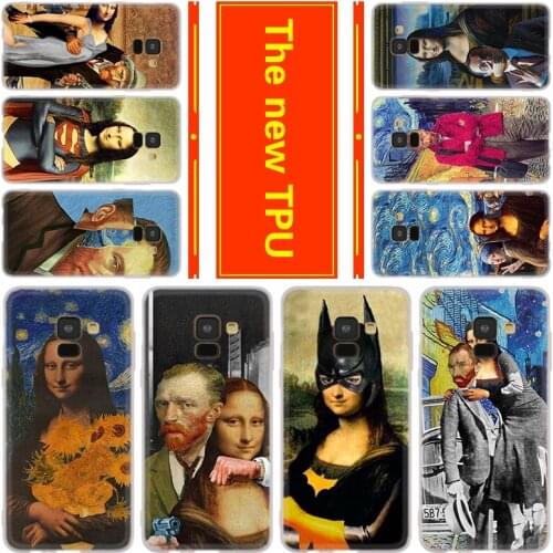 For Samsung Case A72 A71 A70 A52 A51 A50 A42 A32 A21 S A20 A30 A12 A8 A7 A6 Plus 2018 Van gogh Starry Mona Lisa funny Spoof Art