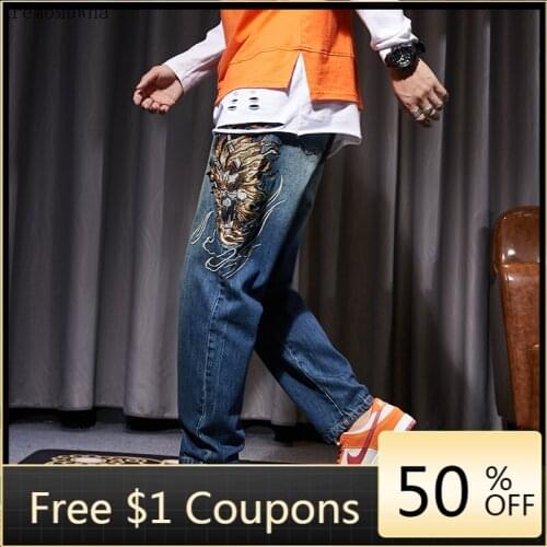 Spring New Embroidered Jeans Mens National Tide Designer Original Street Hip-hop Trend Loose Casual Long Pants Mens Street Wear