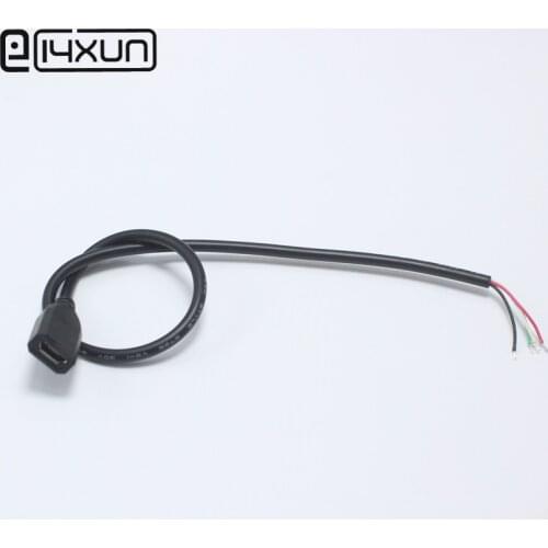 EClyxun 1pcs Micro USB Female Jack Power Cable 4Pin V8 Black Charging Data Transmission Connector with 30Cm Wire