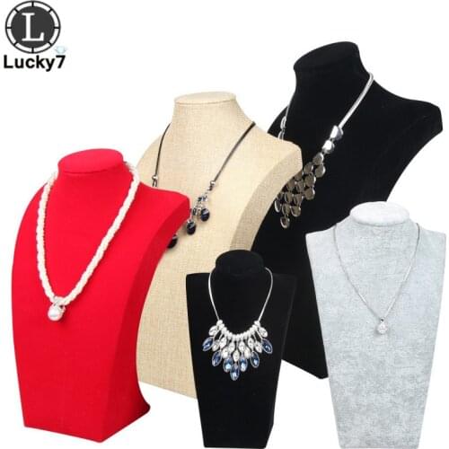6 Color Necklace Stand Mannequin Jewelry Display Pendants Holder Model Shelf Neck Bust Frame Showcase Necklace Display
