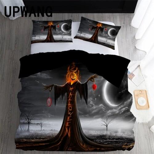 UPWANG 3D Bedding Set Horror Halloween Printed Duvet/Quilt Cover Set Bedcloth with Pillowcase Bed Set Home Textiles #WSJ14