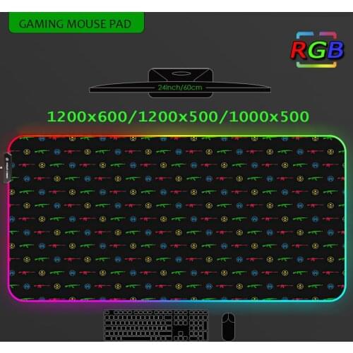 Csgo Mousepad Gun Table Mat Mouse Pad Rgb Gamer Desk Mat 1200x600 Gaming Accessories Light Carpet Custom Mats with Backlight Rug