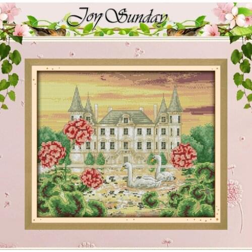 Swan Castle Pattern Cross Stitch 11CT Printed 14CT Handmade Cross Stitch Set landscape Cross-stitch Kit Embroidery Needlework
