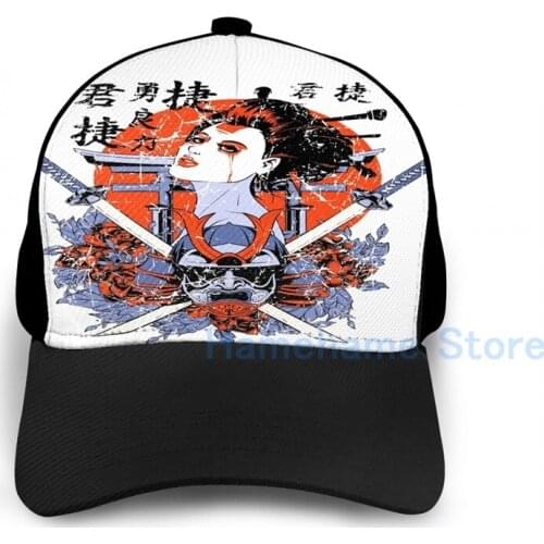 Fashion Samurai Geisha Basketball Cap men women Graphic print black Unisex adult hat