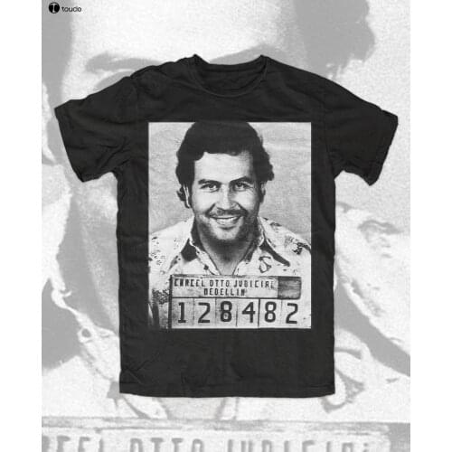 Hot 2019 Fashion Black Cotton Pablo Escobar Mugshot Premium-T-Shirt ,King of Coke,Don Pablo,Drugs,Custom T Shirts Online