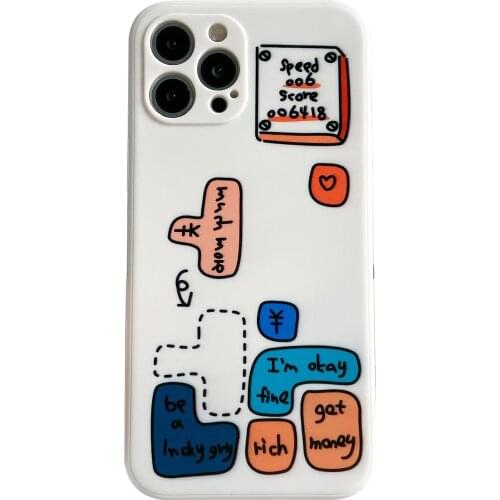 Cartoon Teris Silicon Case for iPhone 12 Pro Max Back Phone Cover for 12 Mini 11 Pro Max X XS XR 8 7 Plus SE 2020 Capa