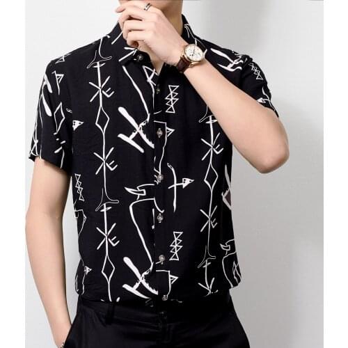 Casual 2020 Summer Shirt Male Man Shirts High Quality Fashion Stage Show Dress Retro Shirt Men Short Sleeve Camisa Flores Hombre