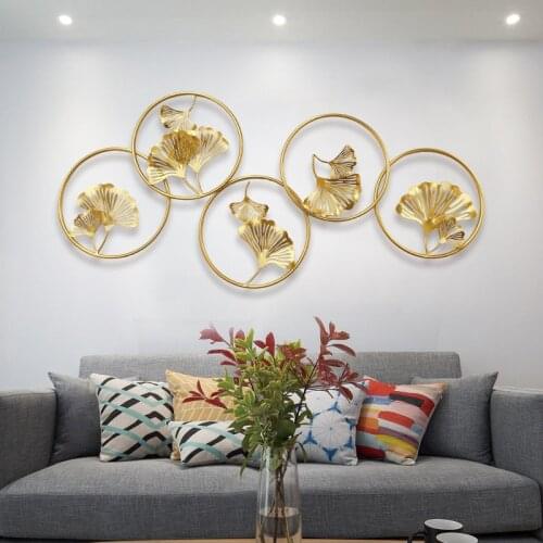 Chinese Style Ginkgo Leaf TV Background Wall Hanging Hotel Living Room Dining Room Hanging Decoration Metal Wall Decoration