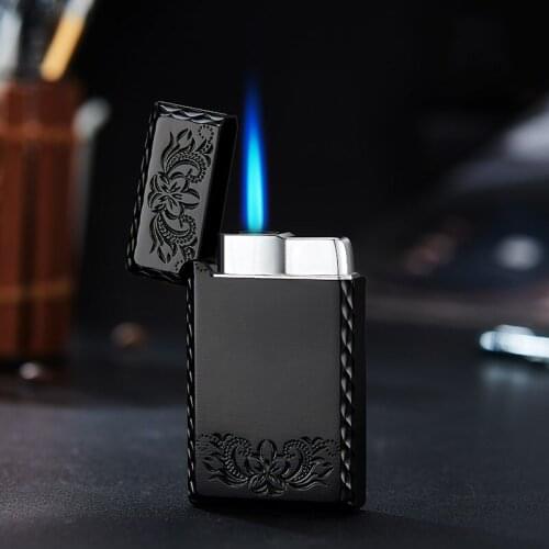 2021 New Square Mini Gas Lighter 1300C Blue Flame Butane Turbo Lighter Metal Lighter Smoking Set Cigarette Lighter