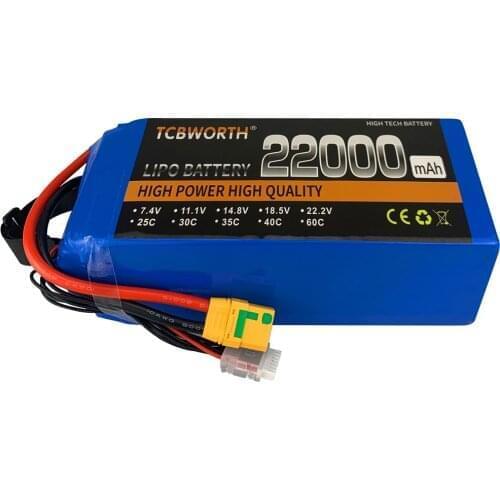 New 6S RC LiPo Battery 22.2V 22000mAh 25C 35C 6S For RC Aircraft Airplane Drone Car Boat Helicopter 22Ah Batteries LiPo AKKU