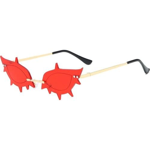 New Fashion Frameless Sunglasses Women Retro Unique Cat Eye Shape Steampunk Sunglasses Women Shadow UV400