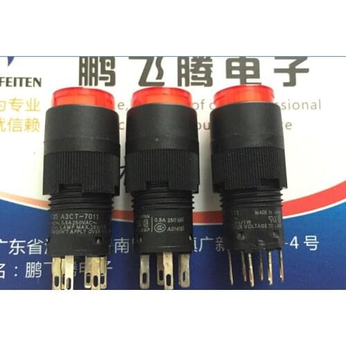 Original new 100% A3CT-90A0-R 0.5A 250VAC circular reset button micro switch 6pin red button