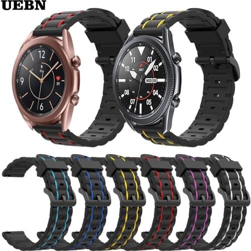 UEBN Sport Silicone Strap For Samsung Galaxy Watch 3 41 45mm Wrist Bracelet for S3 Frontier Replacement Watchbands Correa