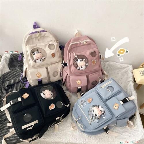 Fashion College Student Back Pack Feminina Muti-Pocket Women Backpack Nylon School Bag Backpacks for Teenage Girls