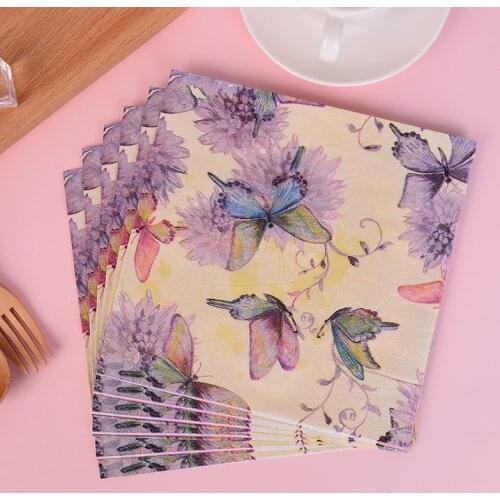 20Pcs/Bag Napkins Paper Butterfly Decoupage Napkin Paper Tissue for Xmas Wedding Decor Party Table Supplies Wholesale