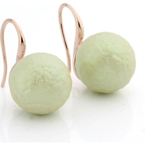 New Trend Earrings 585 Rose Gold Unique Unusual Earrings 14mm Round Pearl Drop Earrings Women Party Fashion Jewelry 2021