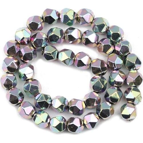 Light Purple Charm Faceted Round Hematite Natural Stone 3/4/8/10MM Spacer Loose Beads For Jewelry Making Diy Bracelet Findings