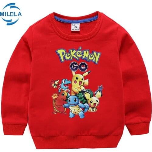 Takara Tomy Pokemon Pikachu Pinted Pullover Long Sleeves Cotton Children Sweatshirt For Baby Boys Girls Coat Tops Hoodies Clothe
