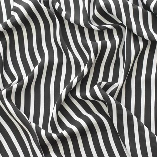 100*148cm Thick Messy Linen Chiffon Fabric Spring And Summer Printing Fabric Classic Black And White Stripes Handmade DIY Fabric