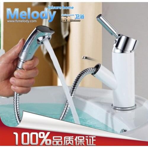 High quality 5 year warranty 47"(120cm) Pull Down & out Basin & brass Chrome Faucets - One Hole / Handle Mixer tap