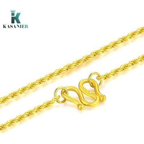 KASANIER Gold hemp rope chain necklace female models twist chain solid gold chain wedding jewelry 24K Gold distortion chain