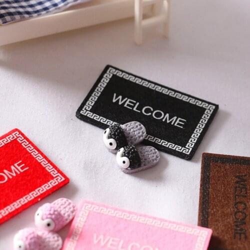 1:12 Dollhouse Miniature Floor Decoration Welcome Carpet Mini Slippers Doll House Accesssories For Dollhouse Decals New