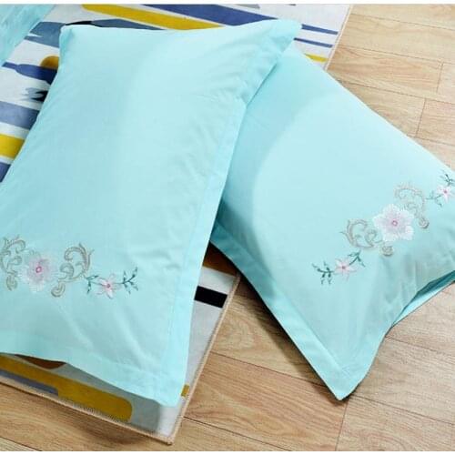 100% Cotton Embroidery Pink Cotton Pillowcase Pair of Foreign Trade Hotel Cotton Pillow Bedding Pillow Cases Home Decor