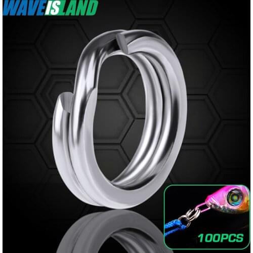 100pcs Fishing Split Rings Hard Bait Silver Stainless Steel 4-12MM Double Loop Split Open Carp Tool Fishing Accessories tackle