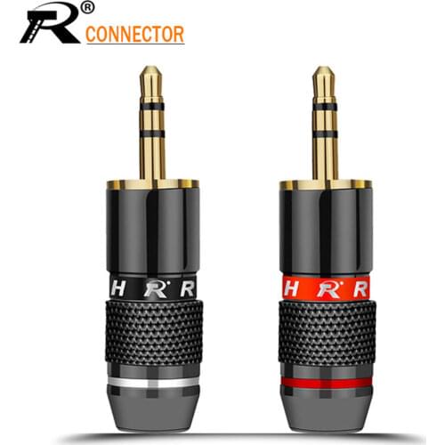 2Pcs/1Pair 3.5mm Jack 3 pole Audio Plug Gold-plated Earphone Adapter For DIY Stereo Headset Earphone or Used for Repair Earphone