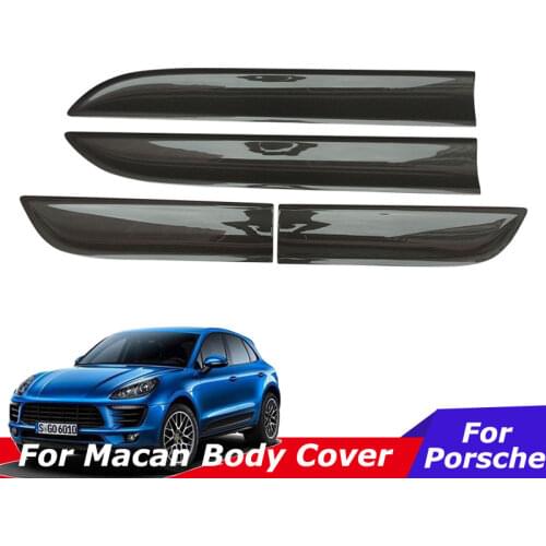 4Pcs Car Styling Side Door Panel Trims For Porsche Macan 2014-2019 Carbon Fiber Car Body Moulding Trim Covers Accessories