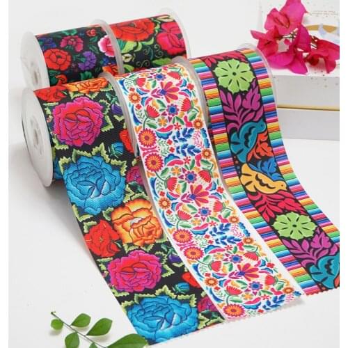 DIY Cartoon Flower Printed Grosgrain Ribbon For Craft Supplies Sewing Accessories 5 Yards. 50107