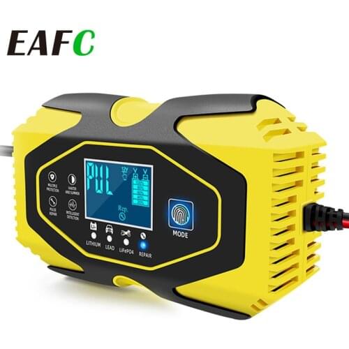 Full Automatic Car Battery Charger 12V 6A Pulse Repair LCD Display Smart Fast Charge AGM Deep cycle GEL Lead-Acid Charger