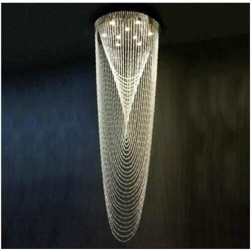 Free Shipping Modern LED Pendant Light Hotel Lobby LED Modern Lamps Fixtures with Clear Crystal Staircase Hotel Lobby Pendant