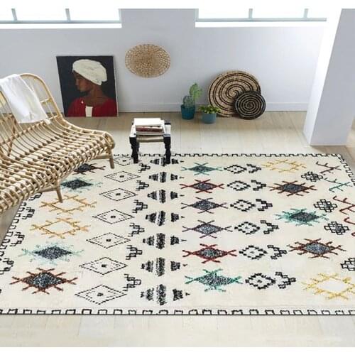 Bohemian Carpet Vintage Ethnic Rug Bedside Geometric Floor Mat Soft Shaggy Carpet Living Room Bedroom American Morocco Carpet