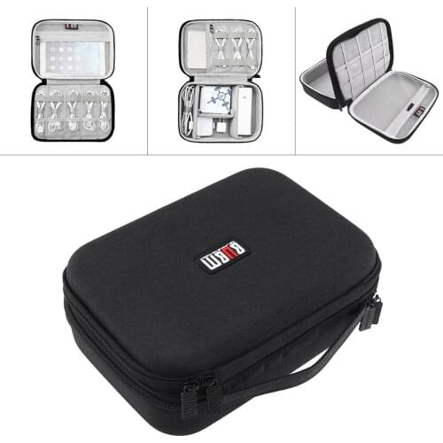 1 Pc Black Double Layer Anti-shock Portable Travel Multi-function Tablet Headset Charger EVA Simple Digital Storage Bag