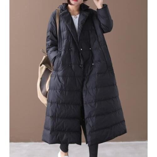 Black Loose 90% Duck Down Women Winter Down Coat Jackets Plus Size