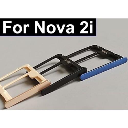 For Huawei Nova 2i New SIM SD Card Holder Sim Tray Reader For Huawei Nova2i RNE-AL00 Cell Phone card tray replacement parts
