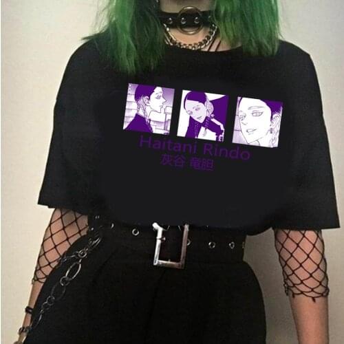 Harajuku Tokyo Revengers Character Ran Haitani Unisex T-shirt Anime Printed Hip Hop Streetwear Casual Tees