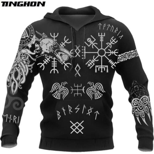 Hugin and Munin Viking Tattoo 3D Printed Men hoodies Harajuku Fashion Hooded Sweatshirt Autumn Unisex hoodie sudadera hombre