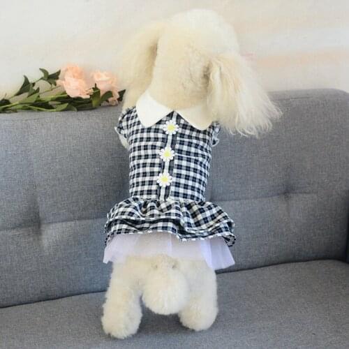 Summer Plaid Princess Flower Dress For Small Medium Puppy Wedding Dress Dog Dress Dogs Chihuahua Cotton Breathable Pet Clothes