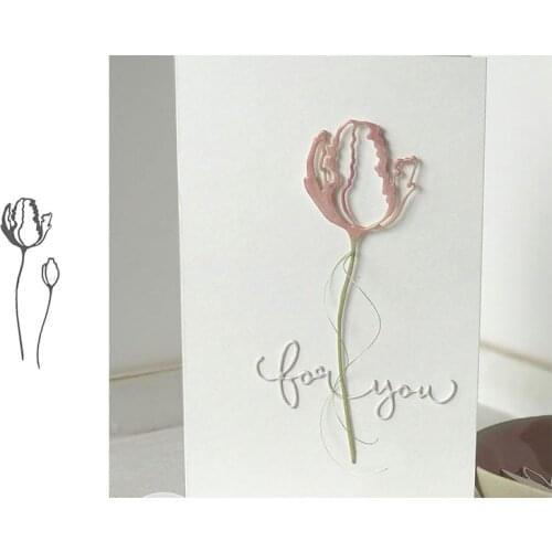 Flower metal cutting dies Tulip with Bud cut die mold Scrapbook cards making paper craft knife mould dies new 2019 diecuts