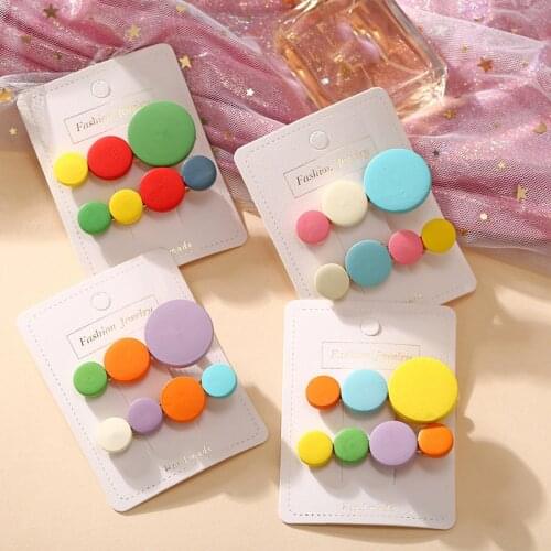 Sweet Rainbow Wooden Hair Clips for Women Girls Candy Color Round Circle Hairpins Barrettes Hair Accessories Wood Hair Pins