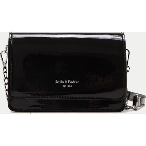 Fashion Shine PU Leather Crossbody Shoulder Bags for Women Solid Color Flap Messenger Bag Small Messenger Handbag Purse