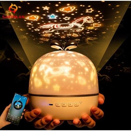 Rotate Star Projector Night Light With Bluetooth Speaker USB Rechargeable Starry Sky Projector LED Lamp Kids Baby Gift