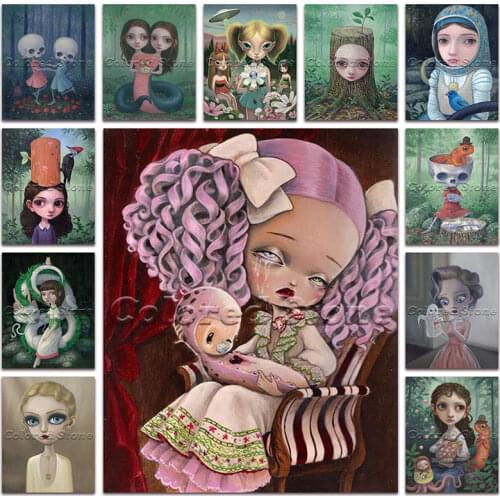 New Diamond painting Cartoon skull girl abstract beauty 5D Full Square Drill embroidery Cross stitch 3D Round mosaic Drawing 089